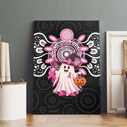Spooky Pink Ghost Canvas Wall Art Aboriginal Halloween Wear Pink