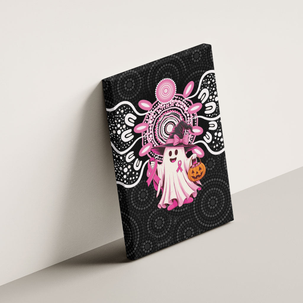 Spooky Pink Ghost Canvas Wall Art Aboriginal Halloween Wear Pink