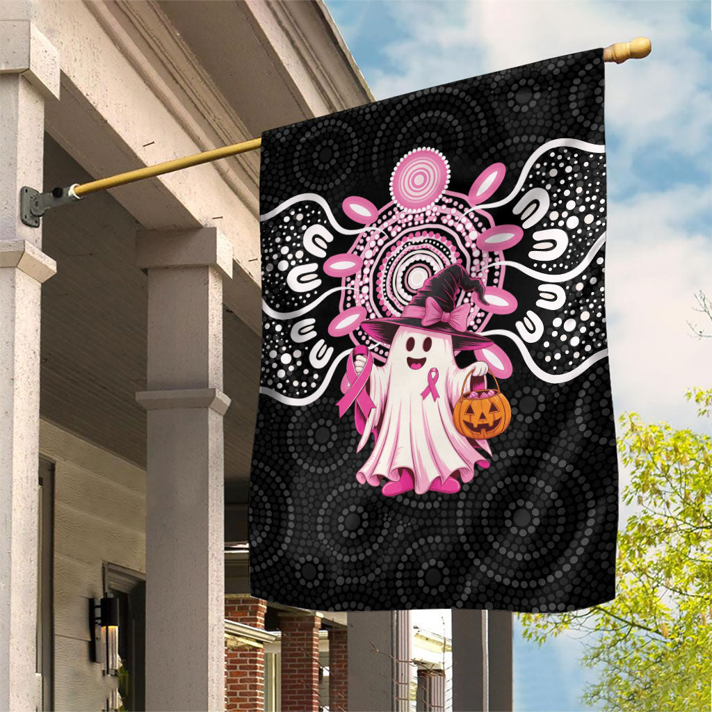 Spooky Pink Ghost Garden Flag Aboriginal Halloween Wear Pink