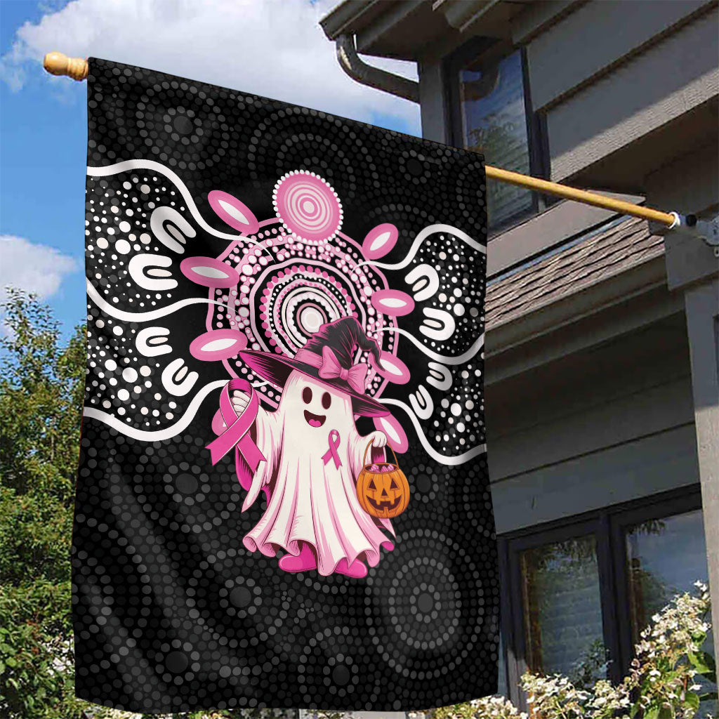 Spooky Pink Ghost Garden Flag Aboriginal Halloween Wear Pink