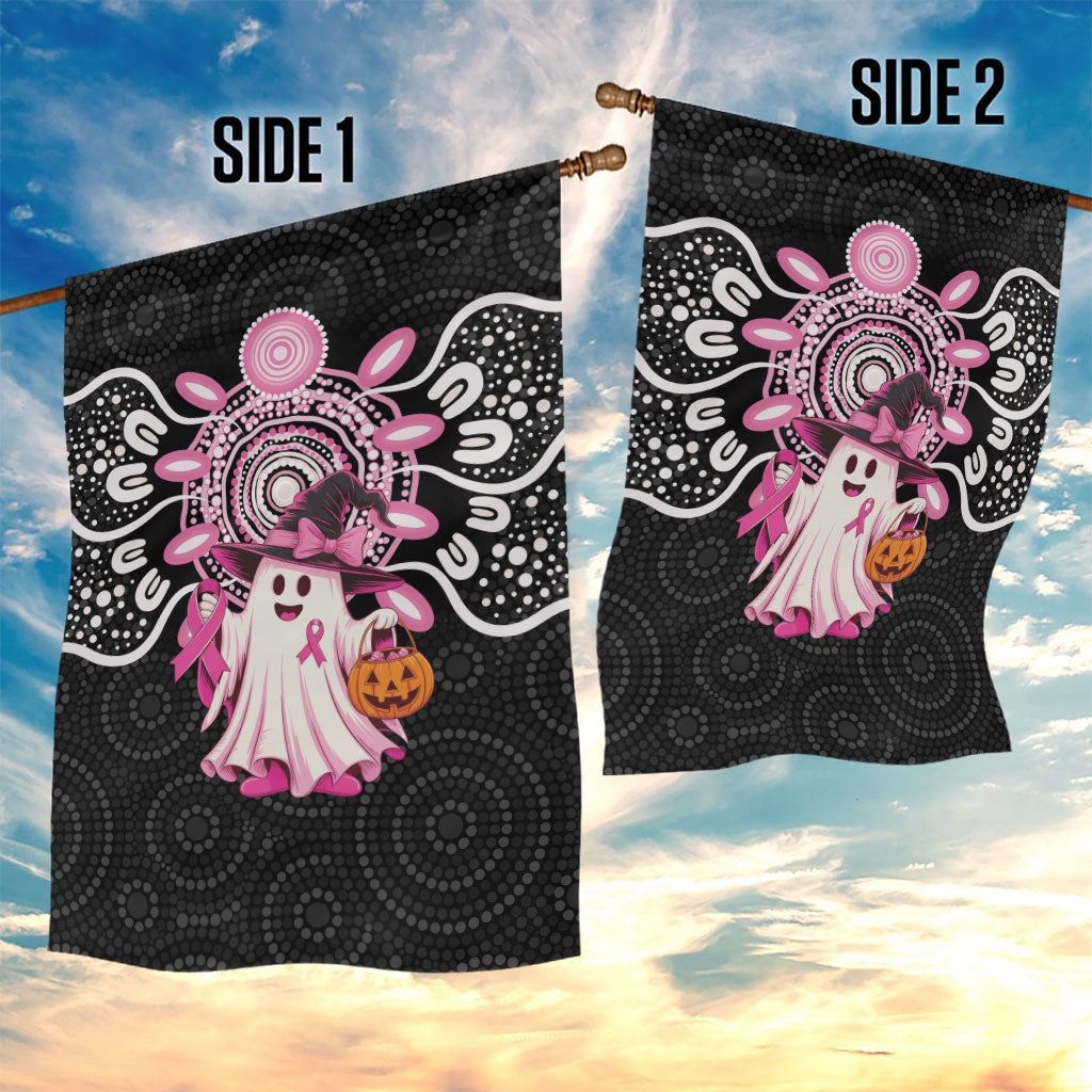 Spooky Pink Ghost Garden Flag Aboriginal Halloween Wear Pink