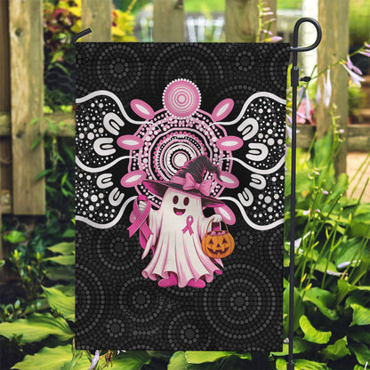 Spooky Pink Ghost Garden Flag Aboriginal Halloween Wear Pink