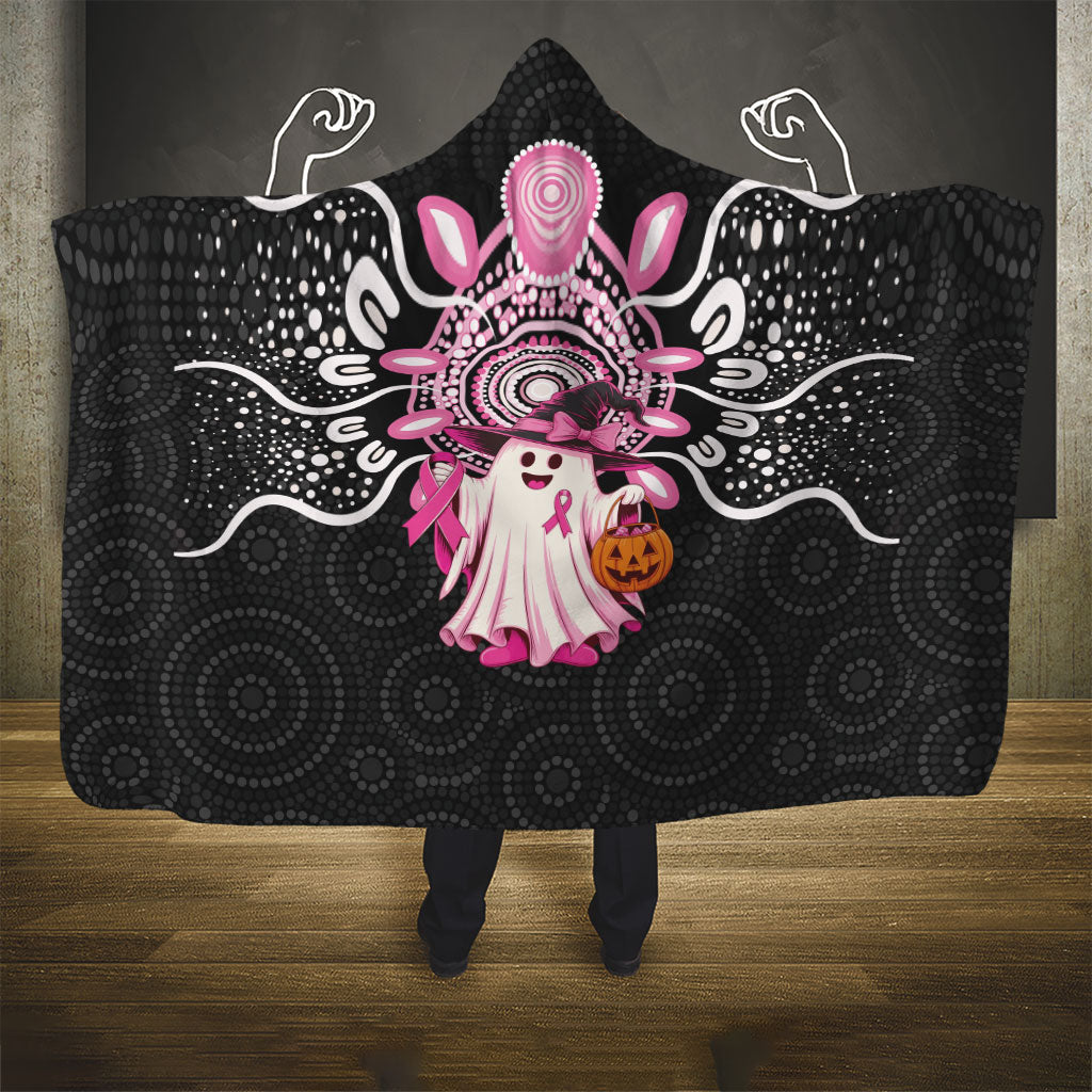 Spooky Pink Ghost Hooded Blanket Aboriginal Halloween Wear Pink