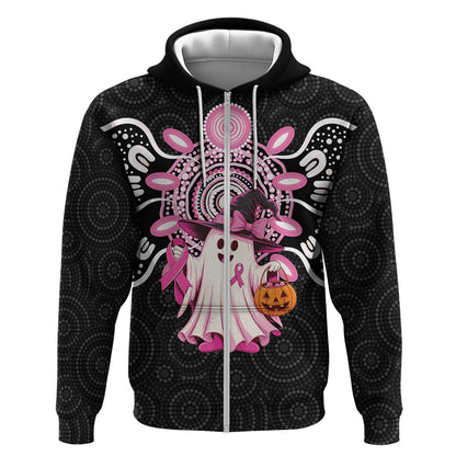 Spooky Pink Ghost Hoodie Aboriginal Halloween Wear Pink