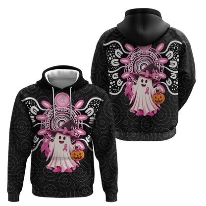 Spooky Pink Ghost Hoodie Aboriginal Halloween Wear Pink