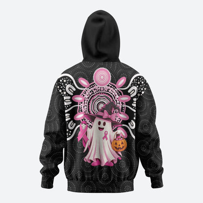 Spooky Pink Ghost Hoodie Aboriginal Halloween Wear Pink