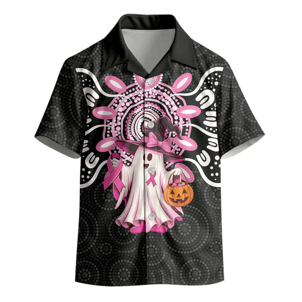 Spooky Pink Ghost Kid Hawaiian Shirt Aboriginal Halloween Wear Pink