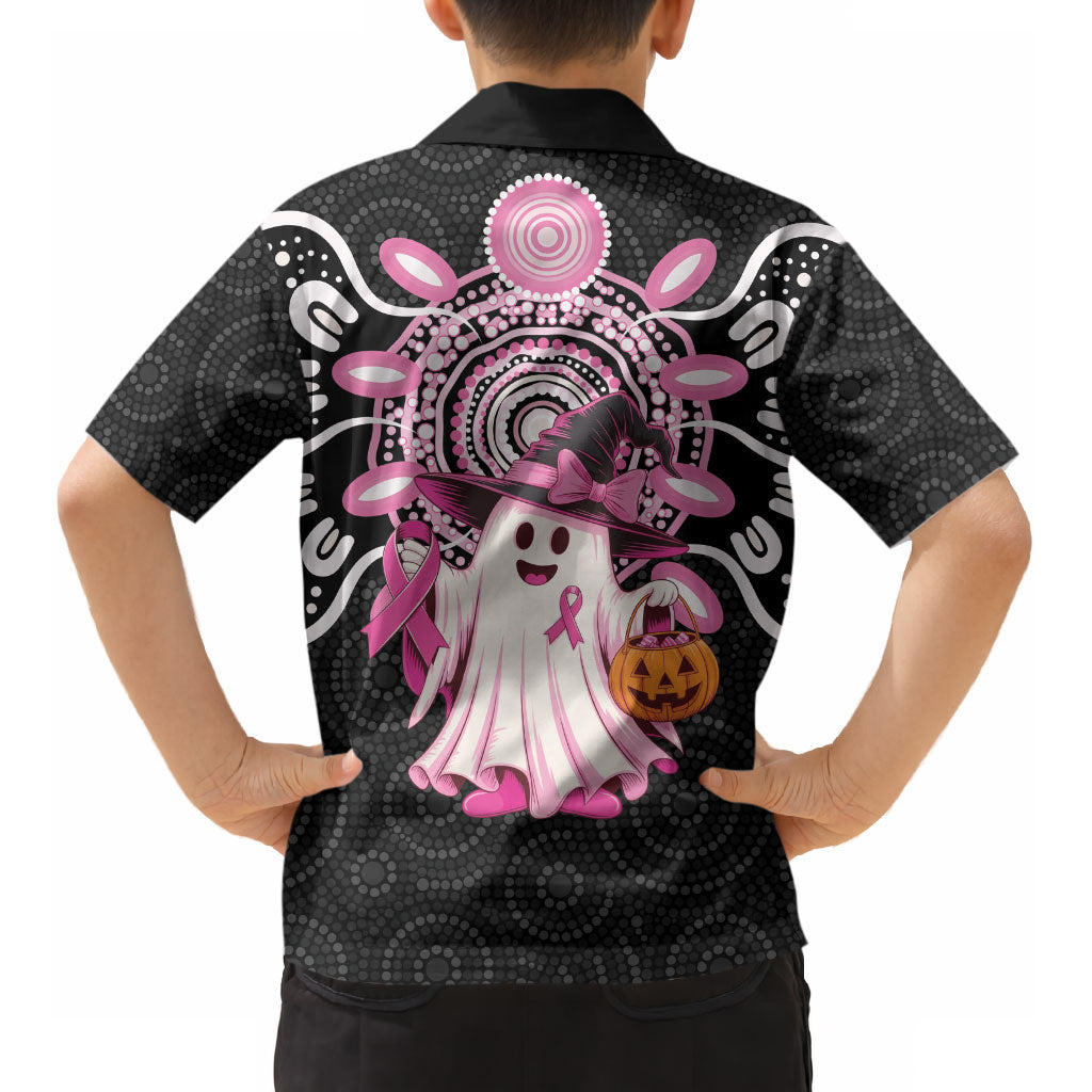 Spooky Pink Ghost Kid Hawaiian Shirt Aboriginal Halloween Wear Pink