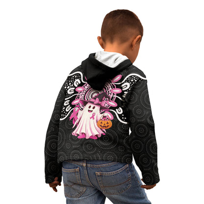 Spooky Pink Ghost Kid Hoodie Aboriginal Halloween Wear Pink