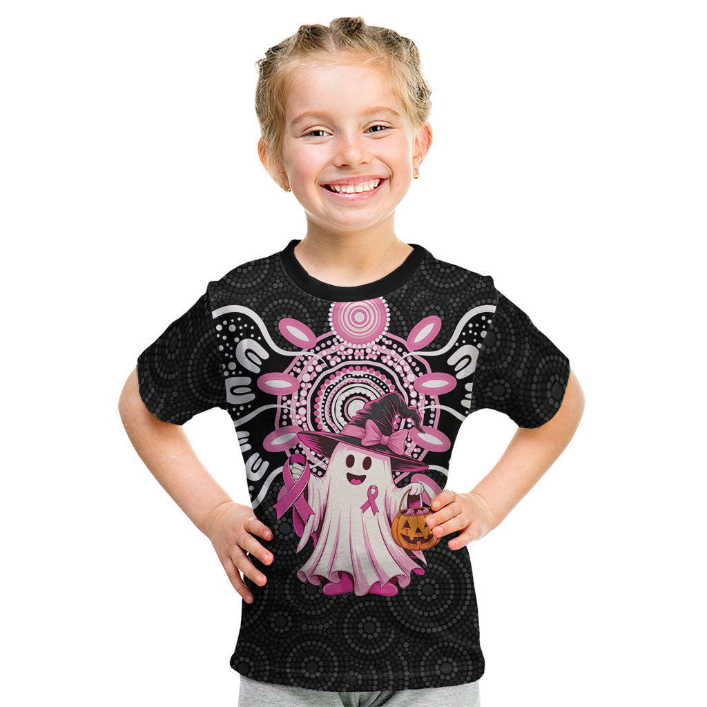 Spooky Pink Ghost Kid T Shirt Aboriginal Halloween Wear Pink