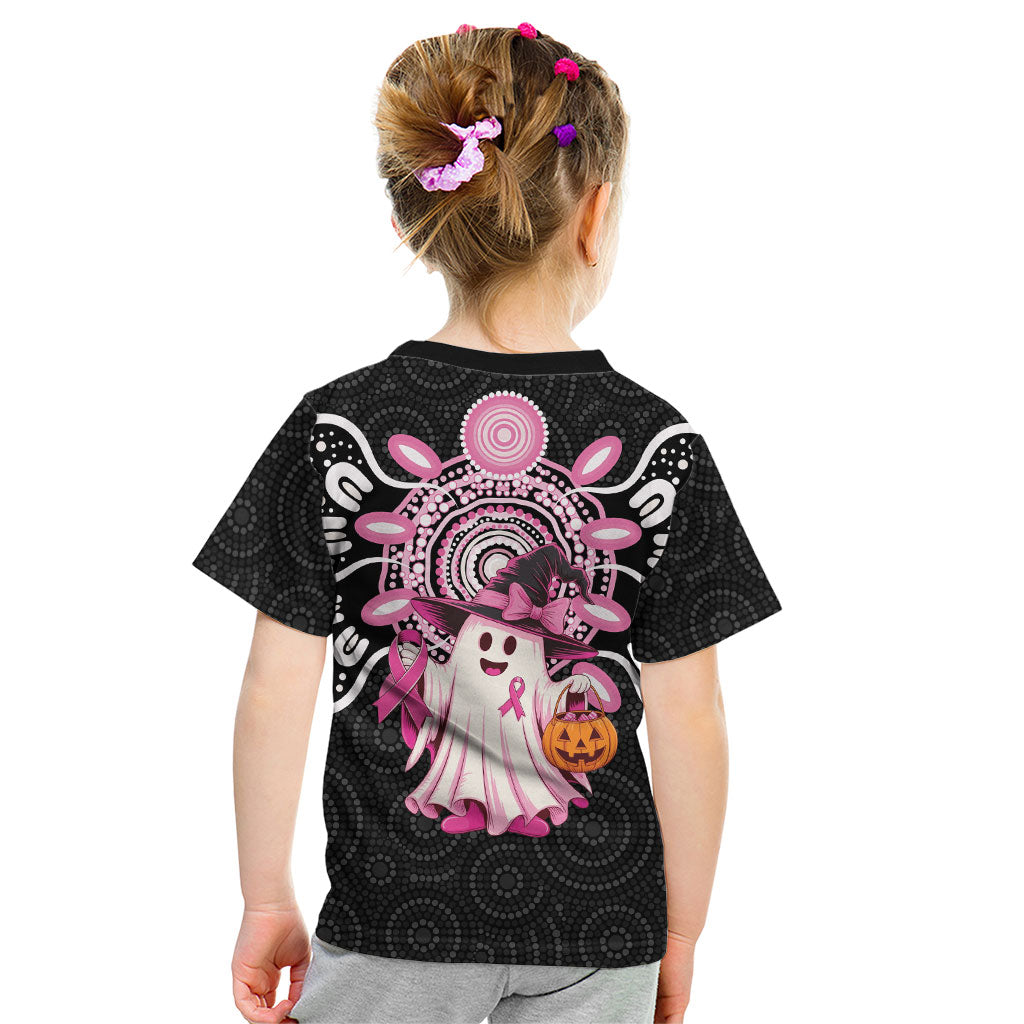 Spooky Pink Ghost Kid T Shirt Aboriginal Halloween Wear Pink