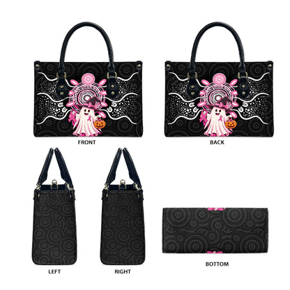 Spooky Pink Ghost Leather Bag Aboriginal Halloween Wear Pink