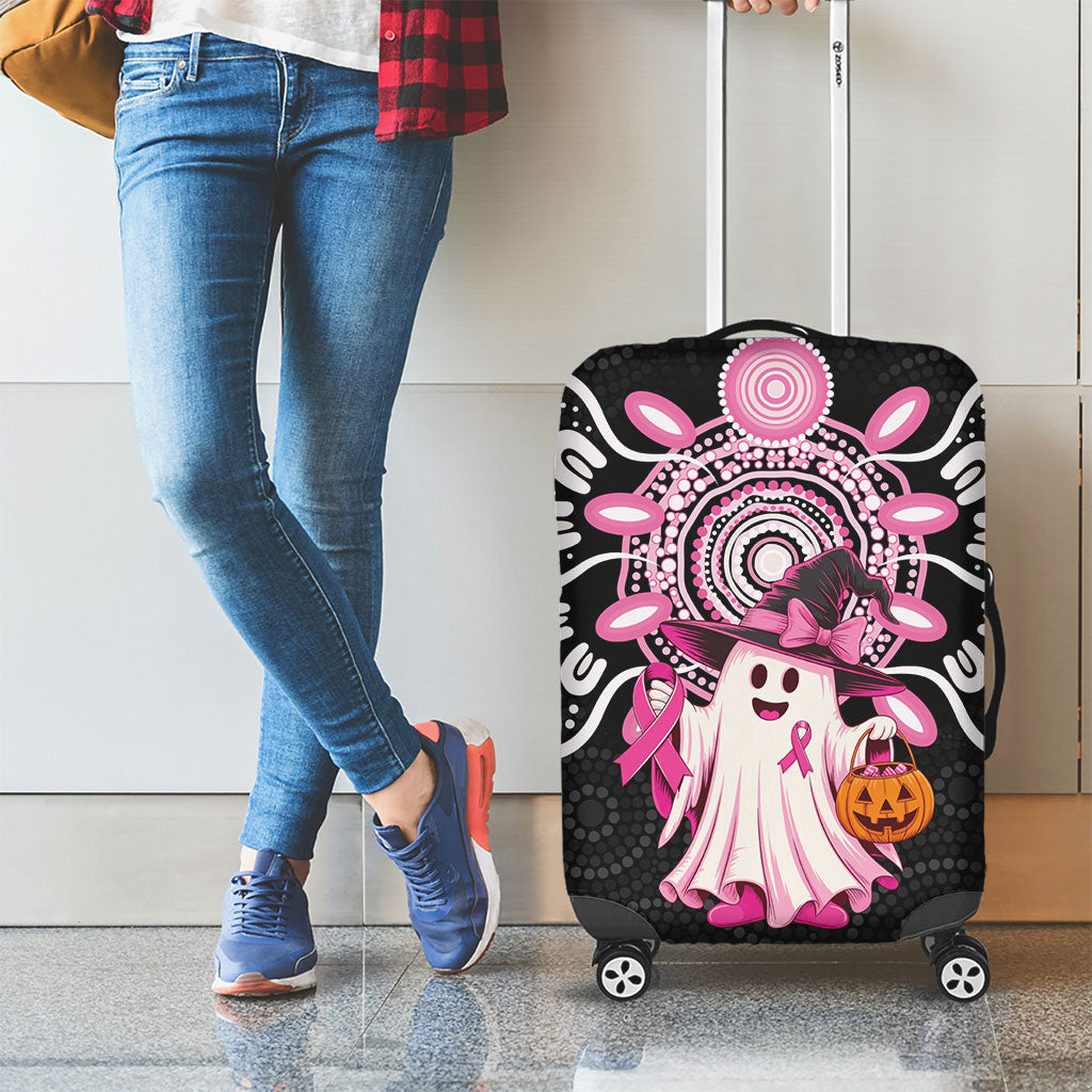 Spooky Pink Ghost Luggage Cover Aboriginal Halloween Wear Pink