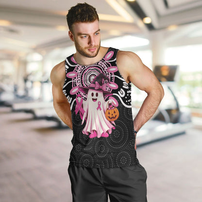 Spooky Pink Ghost Men Tank Top Aboriginal Halloween Wear Pink