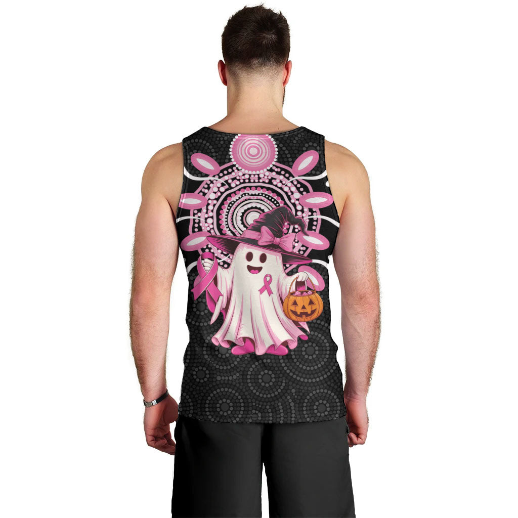 Spooky Pink Ghost Men Tank Top Aboriginal Halloween Wear Pink