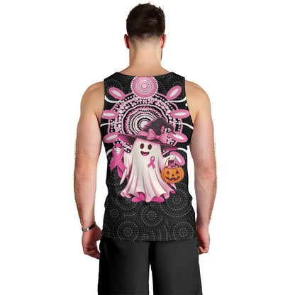Spooky Pink Ghost Men Tank Top Aboriginal Halloween Wear Pink