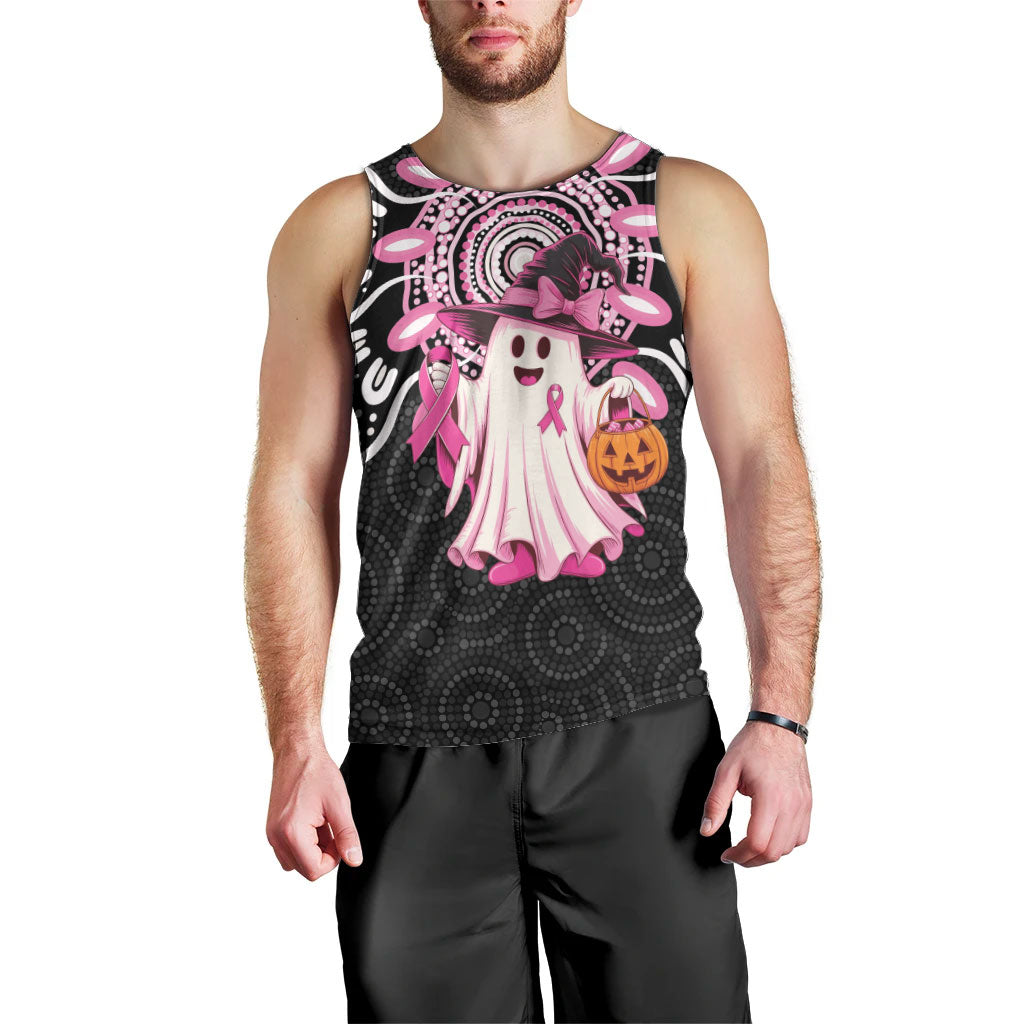 Spooky Pink Ghost Men Tank Top Aboriginal Halloween Wear Pink