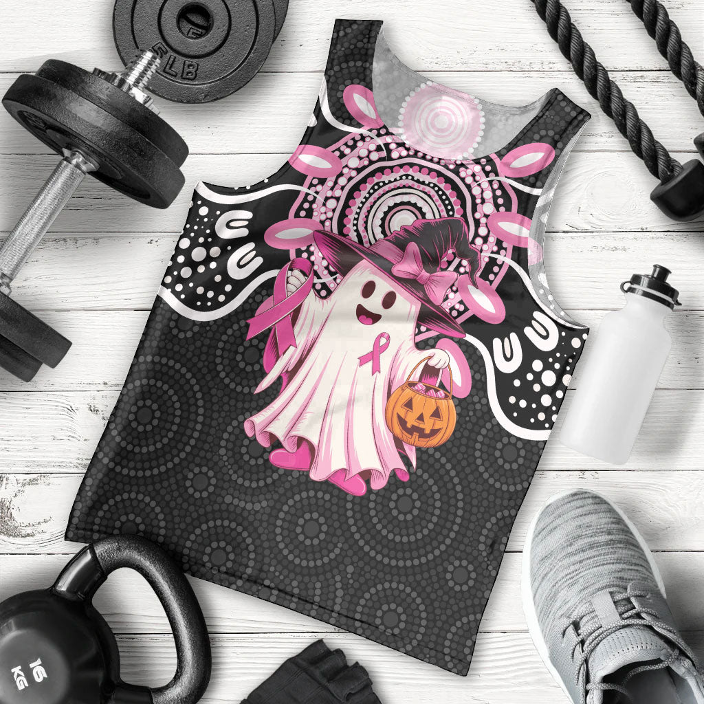 Spooky Pink Ghost Men Tank Top Aboriginal Halloween Wear Pink