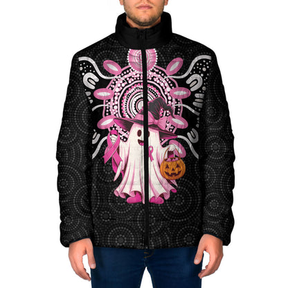 Spooky Pink Ghost Padded Jacket Aboriginal Halloween Wear Pink