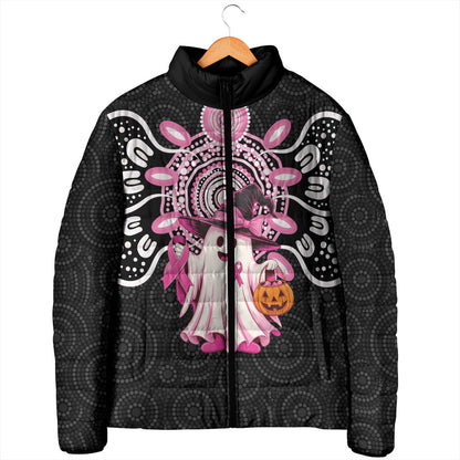 Spooky Pink Ghost Padded Jacket Aboriginal Halloween Wear Pink