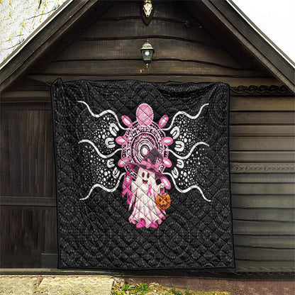Spooky Pink Ghost Quilt Aboriginal Halloween Wear Pink
