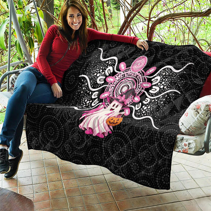 Spooky Pink Ghost Quilt Aboriginal Halloween Wear Pink