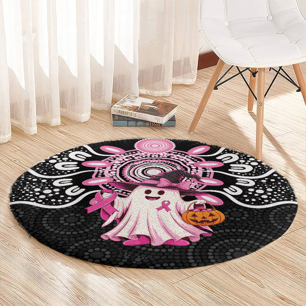 Spooky Pink Ghost Round Carpet Aboriginal Halloween Wear Pink
