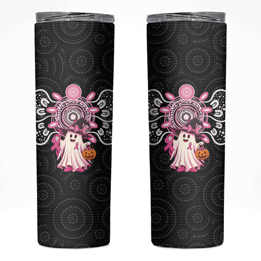Spooky Pink Ghost Skinny Tumbler Aboriginal Halloween Wear Pink