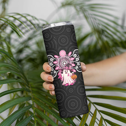 Spooky Pink Ghost Skinny Tumbler Aboriginal Halloween Wear Pink
