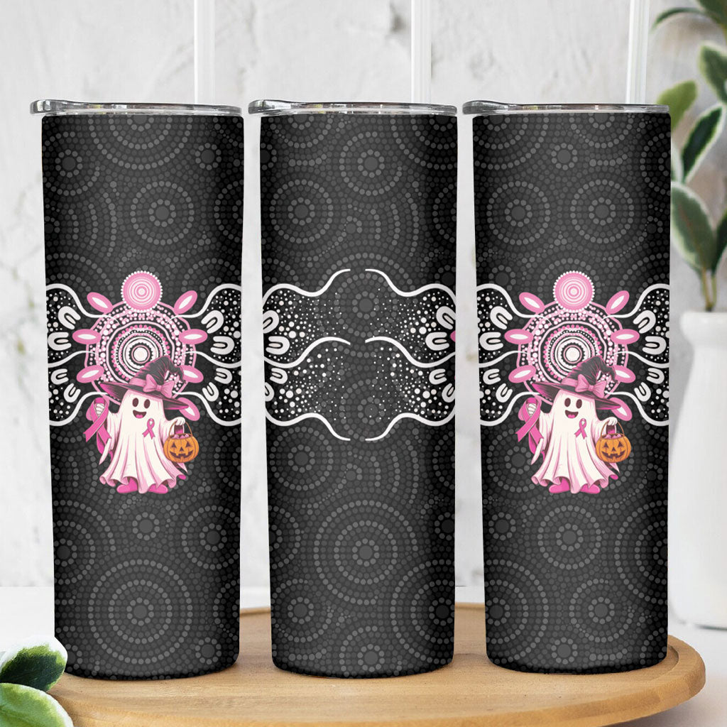 Spooky Pink Ghost Skinny Tumbler Aboriginal Halloween Wear Pink