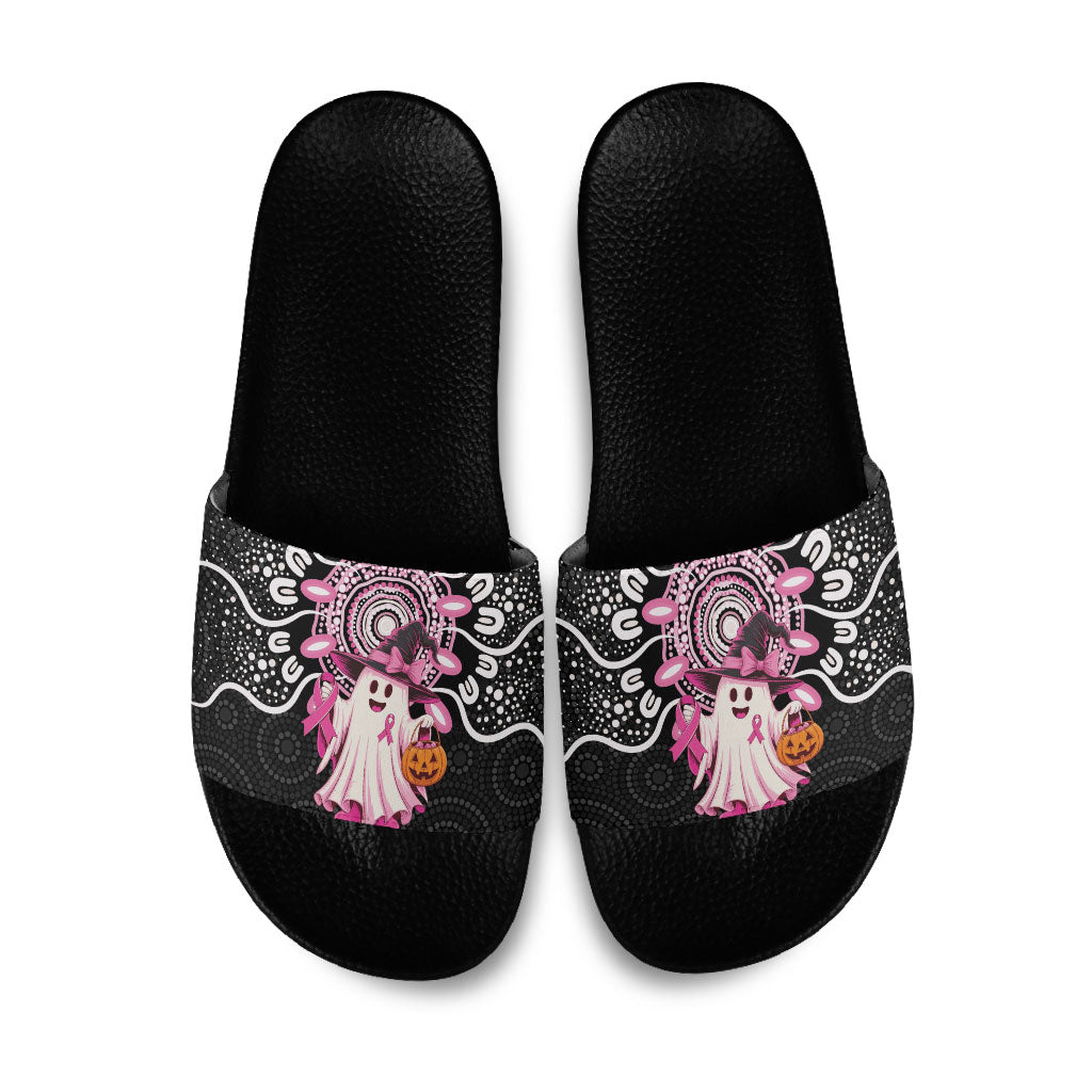 Spooky Pink Ghost Slide Sandals Aboriginal Halloween Wear Pink