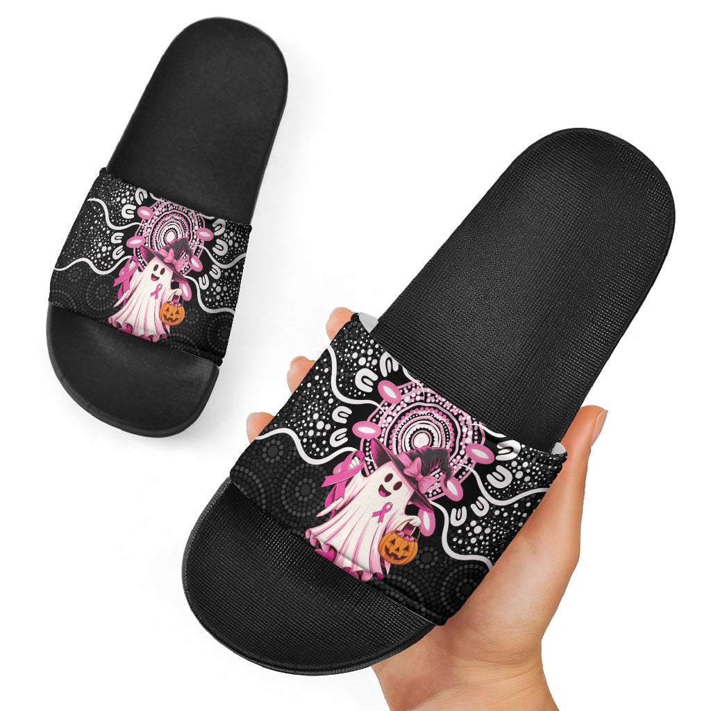 Spooky Pink Ghost Slide Sandals Aboriginal Halloween Wear Pink