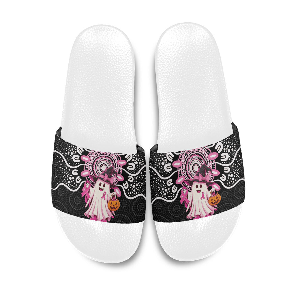 Spooky Pink Ghost Slide Sandals Aboriginal Halloween Wear Pink