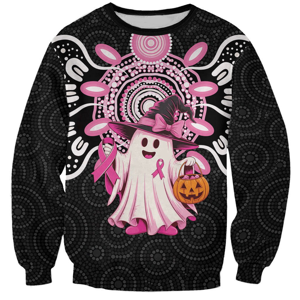 Spooky Pink Ghost Sweatshirt Aboriginal Halloween Wear Pink