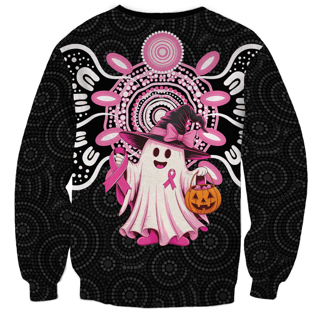 Spooky Pink Ghost Sweatshirt Aboriginal Halloween Wear Pink