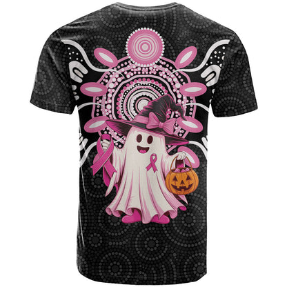 Spooky Pink Ghost T Shirt Aboriginal Halloween Wear Pink
