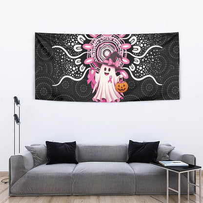 Spooky Pink Ghost Tapestry Aboriginal Halloween Wear Pink