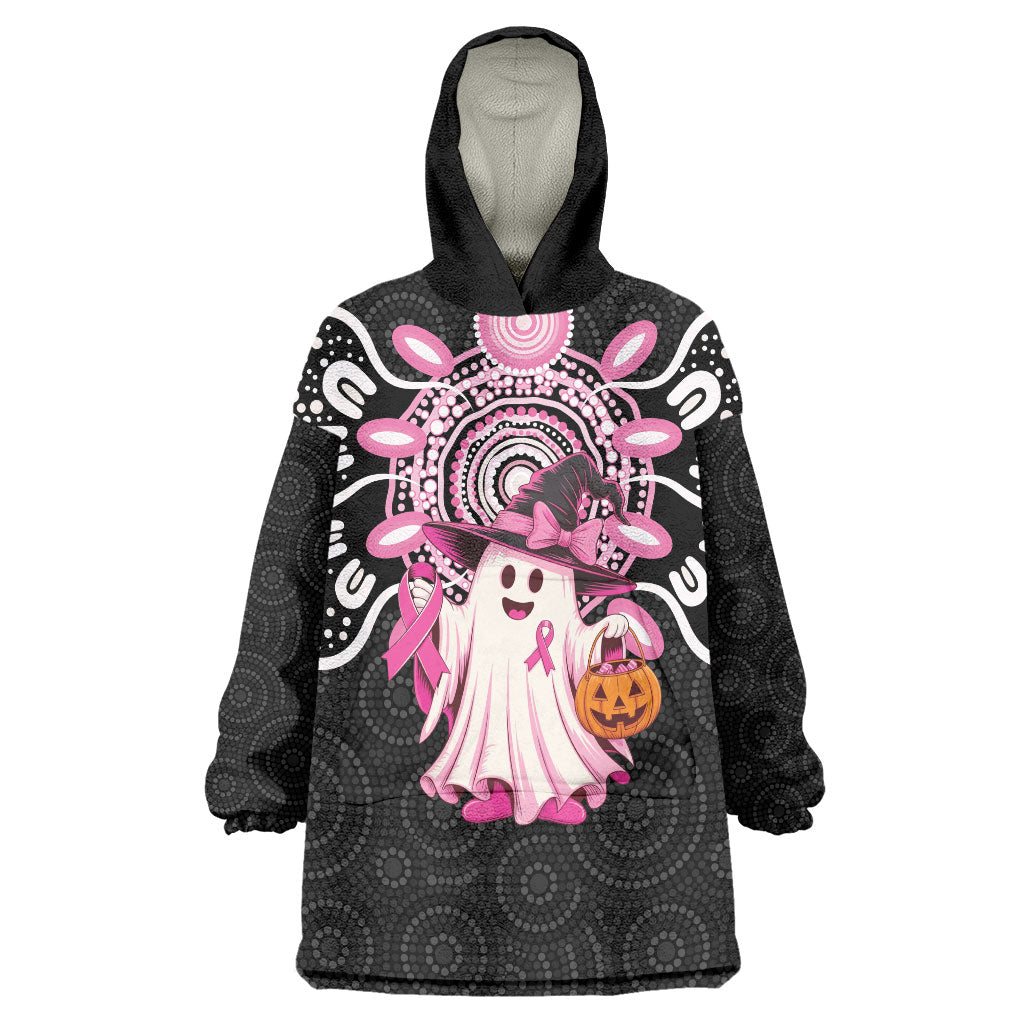 Spooky Pink Ghost Wearable Blanket Hoodie Aboriginal Halloween Wear Pink