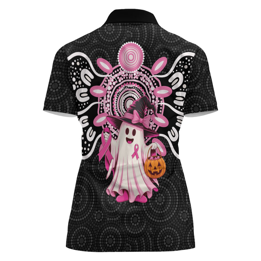 Spooky Pink Ghost Women Polo Shirt Aboriginal Halloween Wear Pink