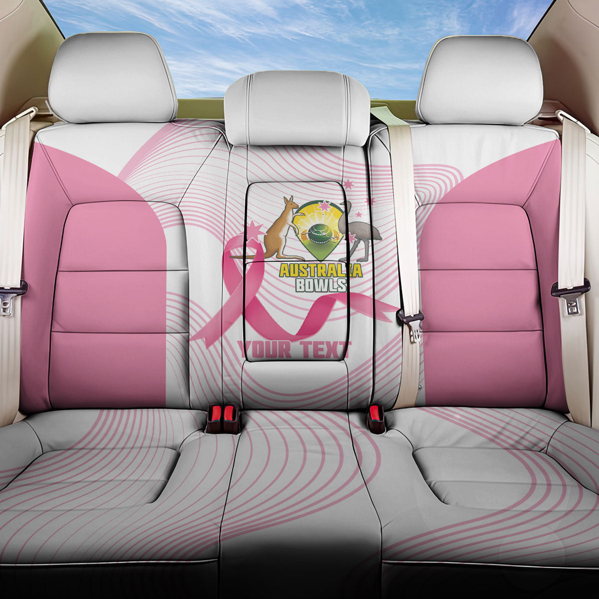 Custom Bowls Australia Breast Cancer Back Car Seat Cover Pink Ribbon Curve Sporty