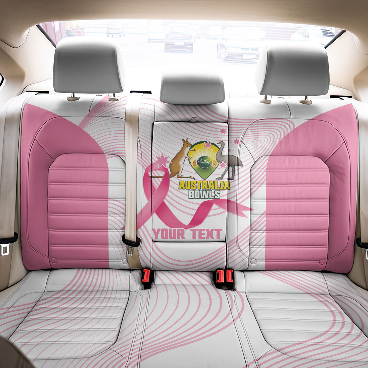 Custom Bowls Australia Breast Cancer Back Car Seat Cover Pink Ribbon Curve Sporty
