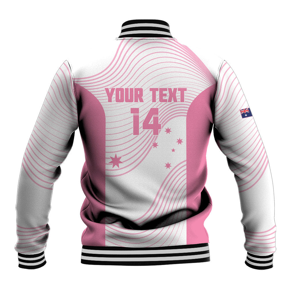 Custom Bowls Australia Breast Cancer Baseball Jacket Pink Ribbon Curve Sporty