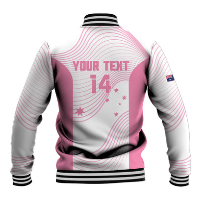 Custom Bowls Australia Breast Cancer Baseball Jacket Pink Ribbon Curve Sporty