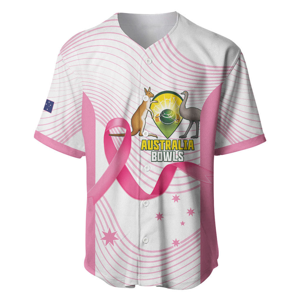 Custom Bowls Australia Breast Cancer Baseball Jersey Pink Ribbon Curve Sporty