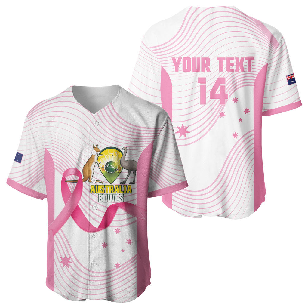 Custom Bowls Australia Breast Cancer Baseball Jersey Pink Ribbon Curve Sporty