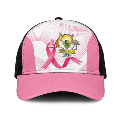 Bowls Australia Breast Cancer Baseball Net Cap Pink Ribbon Curve Sporty