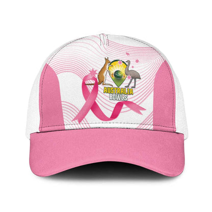 Bowls Australia Breast Cancer Baseball Net Cap Pink Ribbon Curve Sporty