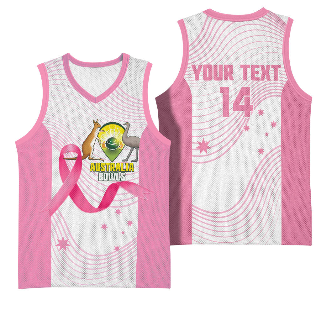 Custom Bowls Australia Breast Cancer Basketball Jersey Pink Ribbon Curve Sporty
