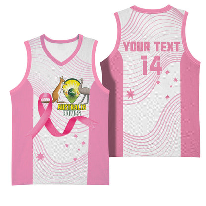 Custom Bowls Australia Breast Cancer Basketball Jersey Pink Ribbon Curve Sporty