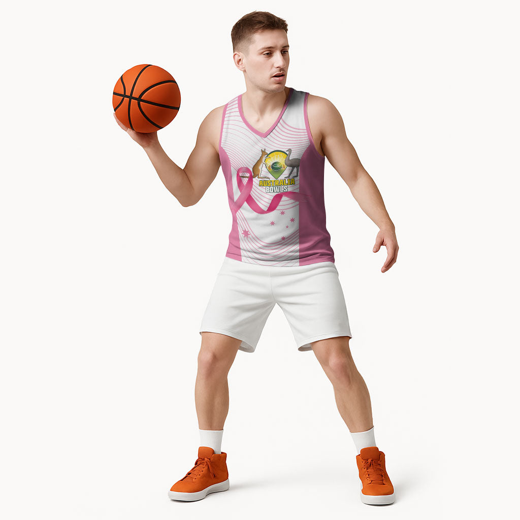 Custom Bowls Australia Breast Cancer Basketball Jersey Pink Ribbon Curve Sporty